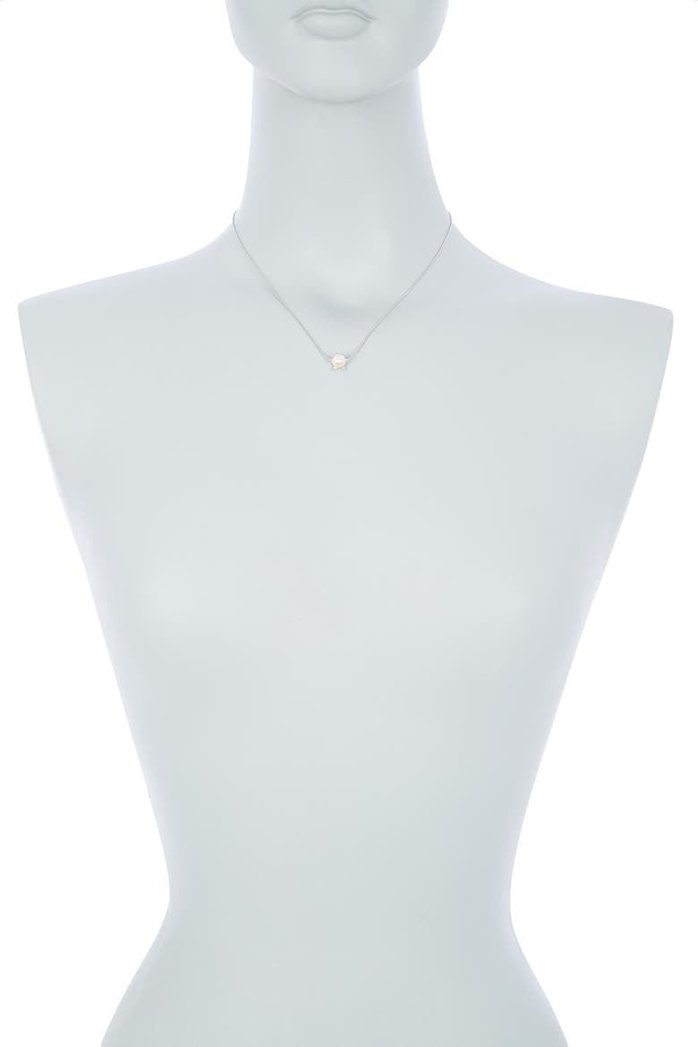 14K White Gold Diamond & Freshwater Pearl Star Pendant Necklace - 0.06ct., Alternate, color, WHITE GOLD/DIAMOND/PEARL