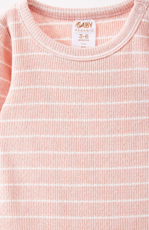 Cotton On Kids Organic Pointelle Long Sleeve Bubbysuit In Zephyr Marle Milk Stripe