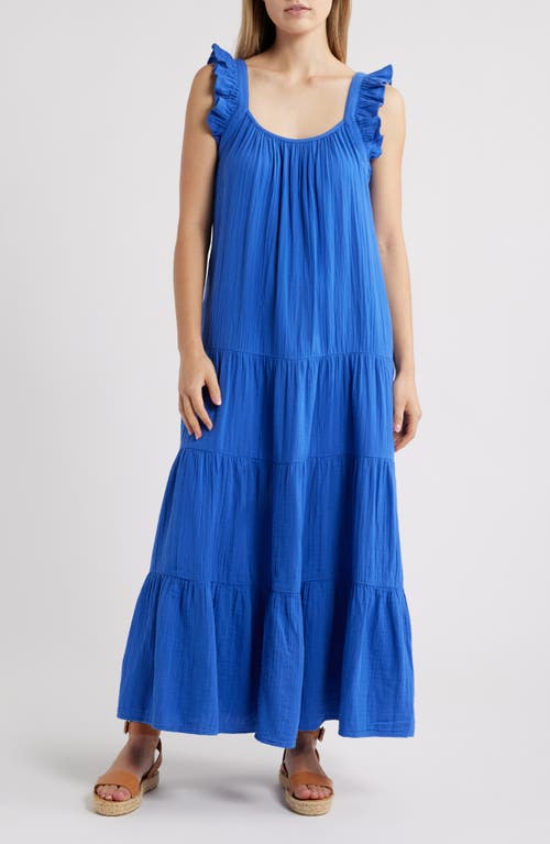 Caslonr Caslon(r) Ruffle Tiered Cotton Maxi Sundress In Blue Dazzle