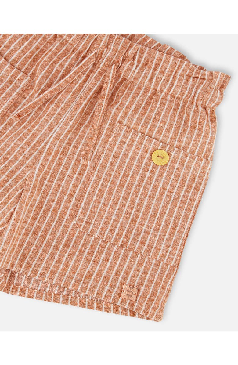 Deux par Deux Girl's Linen Short With Pockets Old Orange Pink, Alternate, color, 