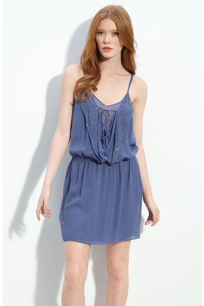 Beaded Chiffon Dress, Main, color, BLUE