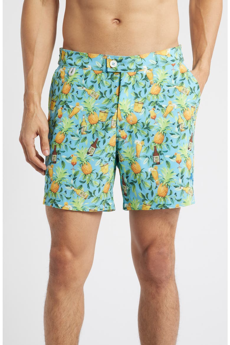 Amalfi Coast Island Brews Swim Trunks, Main, color, AIR BLUE