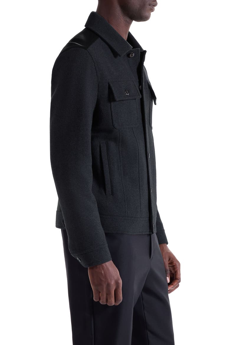 Hybrid Melton & Wool Trucker Jacket, Alternate, color, ANTHRACITE