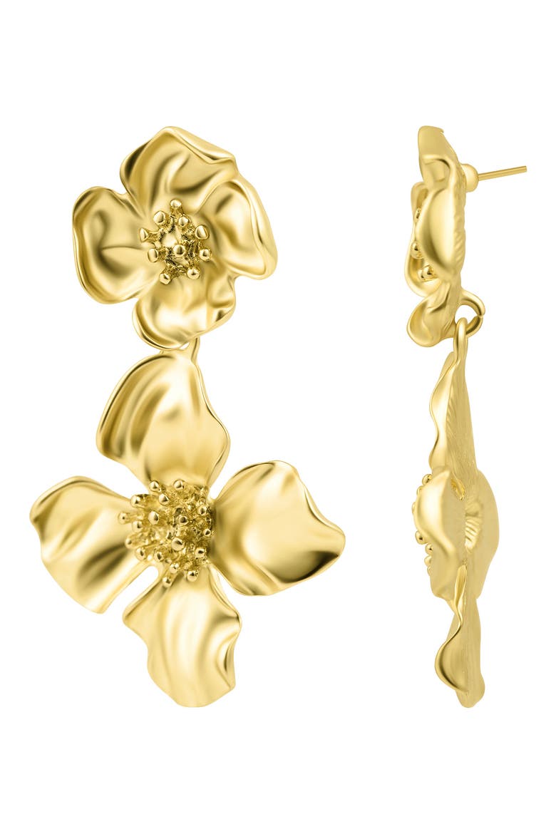 Flower Drop Earrings, Main, color, GOLD