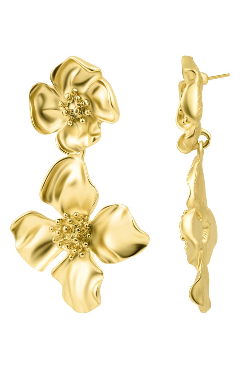 Adornia Flower Drop Earrings, Main, color, Gold