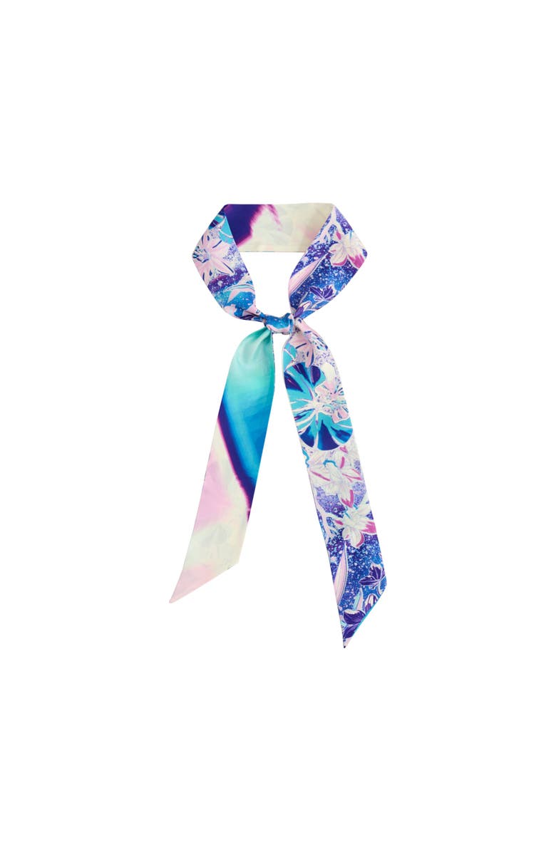 Lost Pattern X NYBG "Orchid Neon" Silk Twill Skinny Scarf, Main, color, Pink & Blue