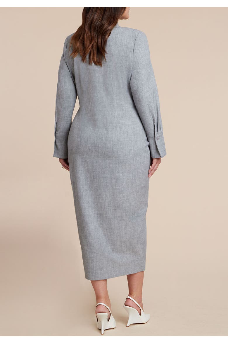 Collared Midi Dress, Alternate, color, HEATHER GREY