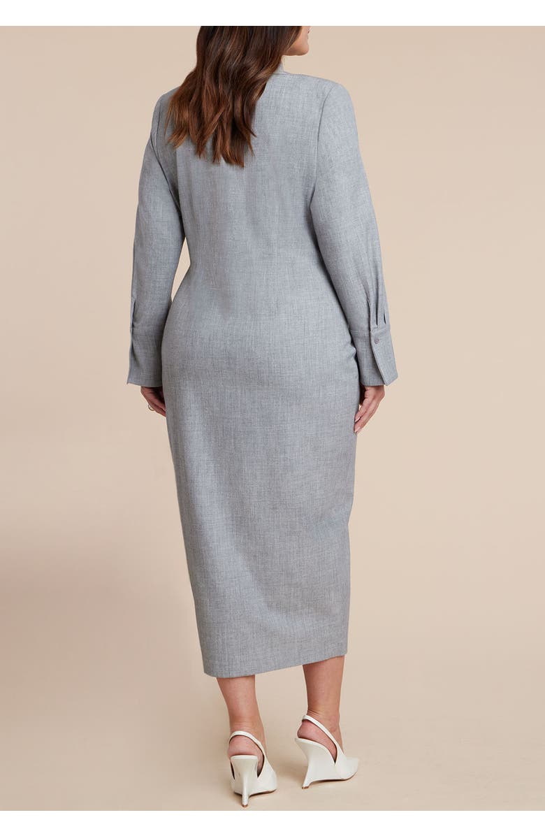 ELOQUII Collared Midi Dress, Alternate, color, Heather Grey