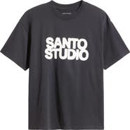 SANTO STUDIO Bold Logo Cotton Graphic T-Shirt