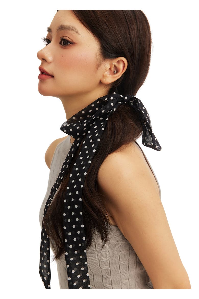 Le Petit Dot Silk Hair Ribbon Scarf, Alternate, color, Midnight Caviar