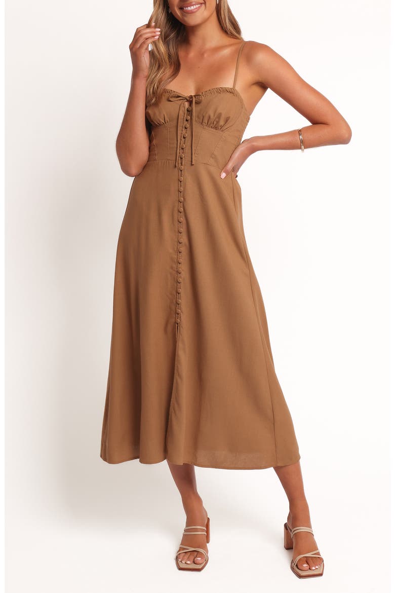 Ida Cotton & Linen Sundress, Main, color, GOLDEN PALM
