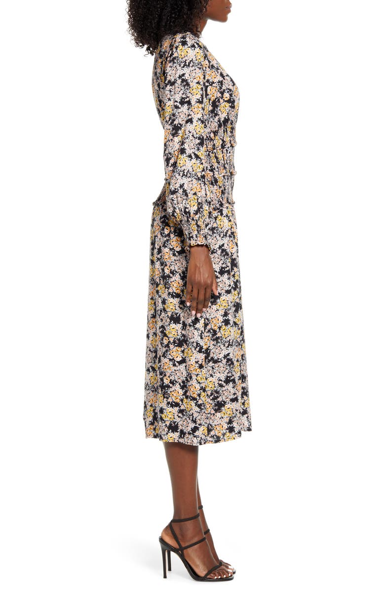AFRM Hazel Floral Smocked Long Sleeve Midi Dress, Alternate, color,