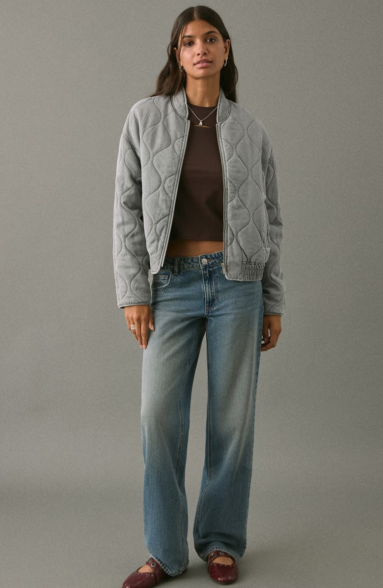 MANGO TEEN Quilted Denim Jacket, Alternate, color, Grey