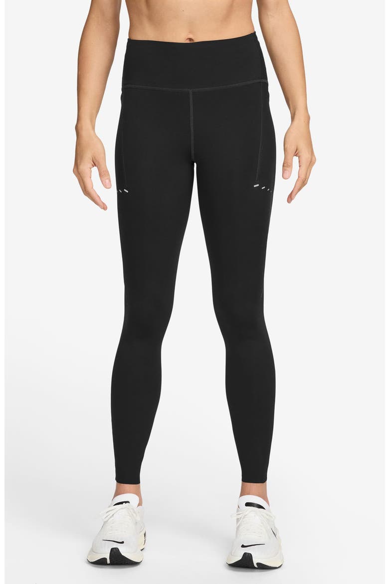 Swift High-Waisted Pocket 7/8 Running Leggings, Main, color, 010 010 BLACK/REFLECTIVE SILV