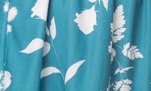 Shop Kiyonna Encore Print Faux Wrap Top In Aqua Blooms
