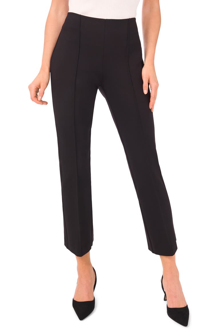 Pintuck Pleat Ponte Pants, Main, color, RICH BLACK