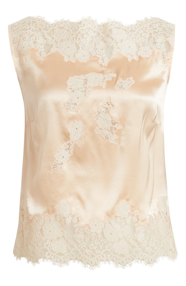 DÔEN Viviane Lace Trim Silk Satin Top, Alternate, color, Peach Sorbet