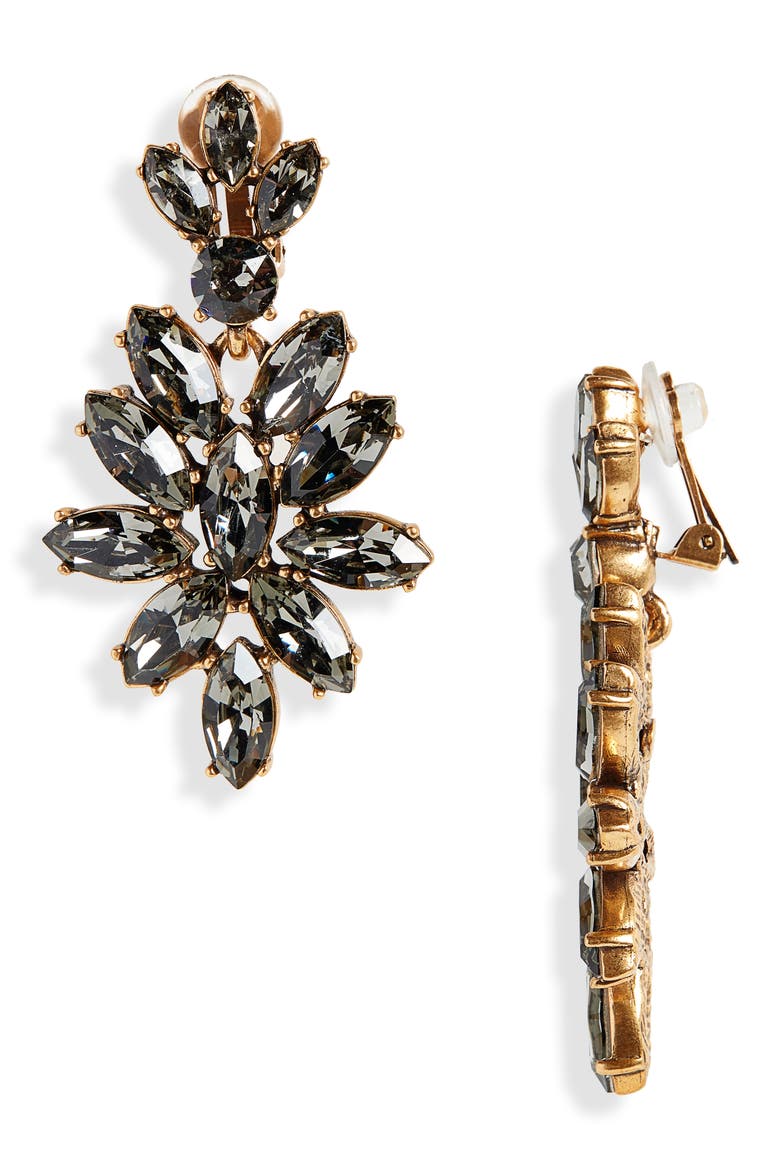Navette Crystal Earrings, Main, color, BLACK DIAMOND