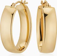 Oradina 14K Yellow Gold The One Midi Oval Hoops
