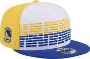 New Era Men's New Era White/Royal Golden State Warriors Throwback Gradient Tech Font 9FIFTY Snapback Hat