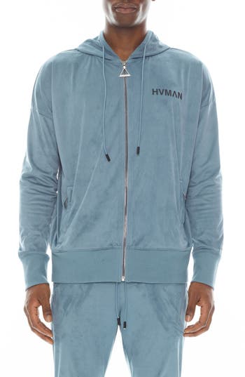 Hvman Microfiber Hoodie In Dusk Blue In Blue