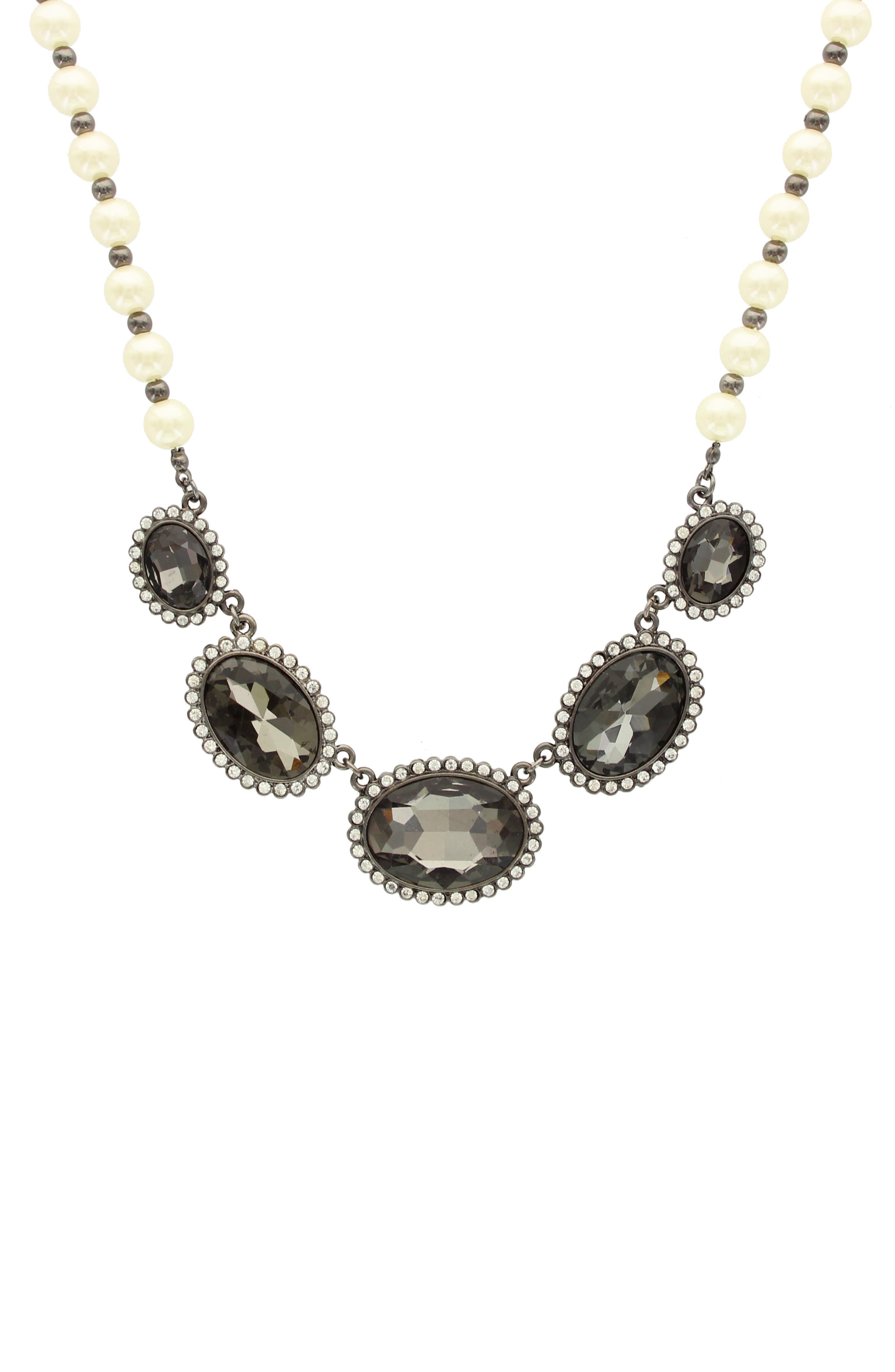 OLIVIA WELLES Silver-Tone Royally Oval Bib Necklace