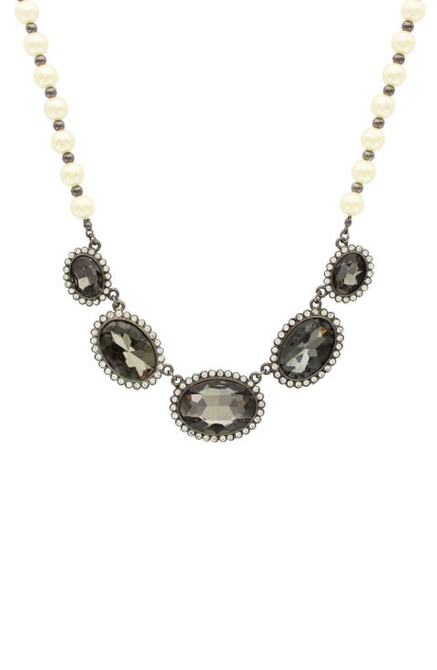Silver-Tone Royally Oval Bib Necklace