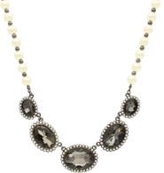OLIVIA WELLES Silver-Tone Royally Oval Bib Necklace