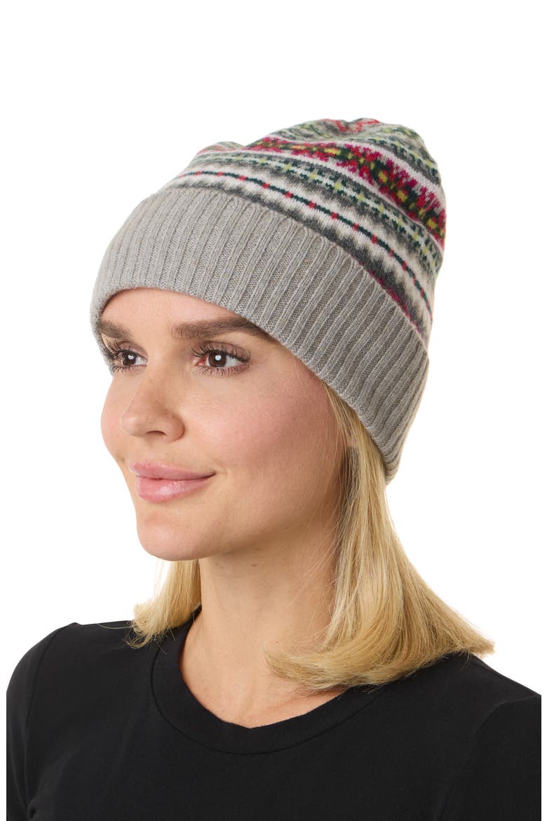 Fair Isle Wool & Cashmere Beanie, Main, color, RED