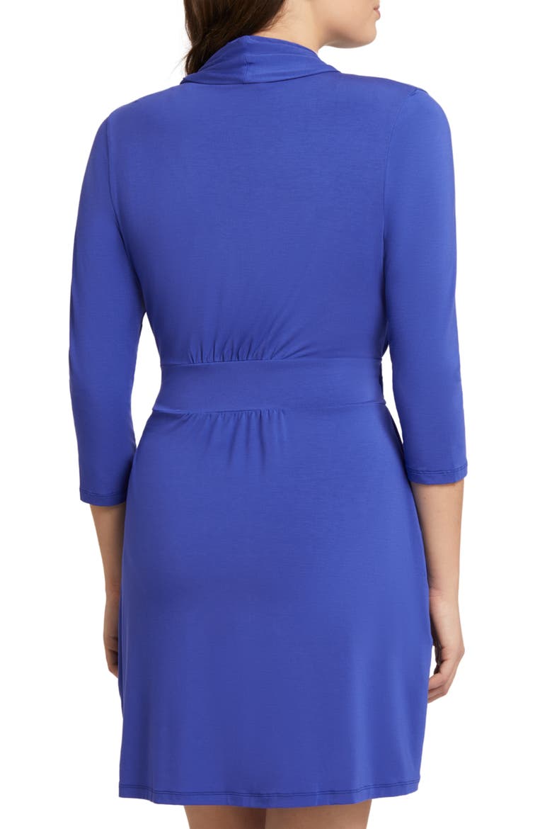 Iconic Short Knit Robe with Satin Tie, Alternate, color, SAPPHIREDNU