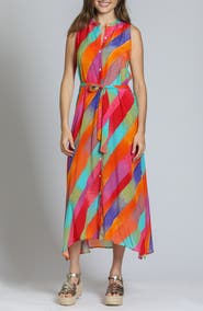 APNY Print Sleeveless Maxi Shirtdress