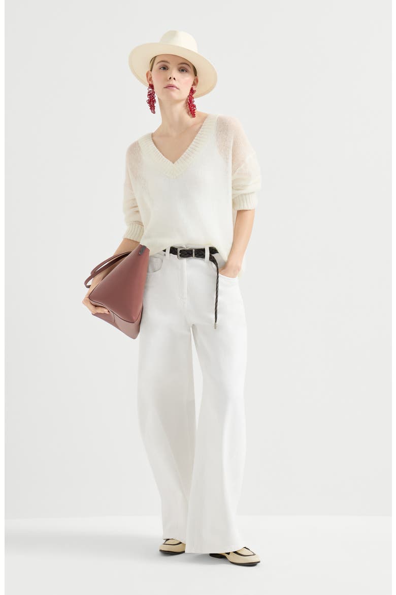 Wide trousers, Alternate, color, White