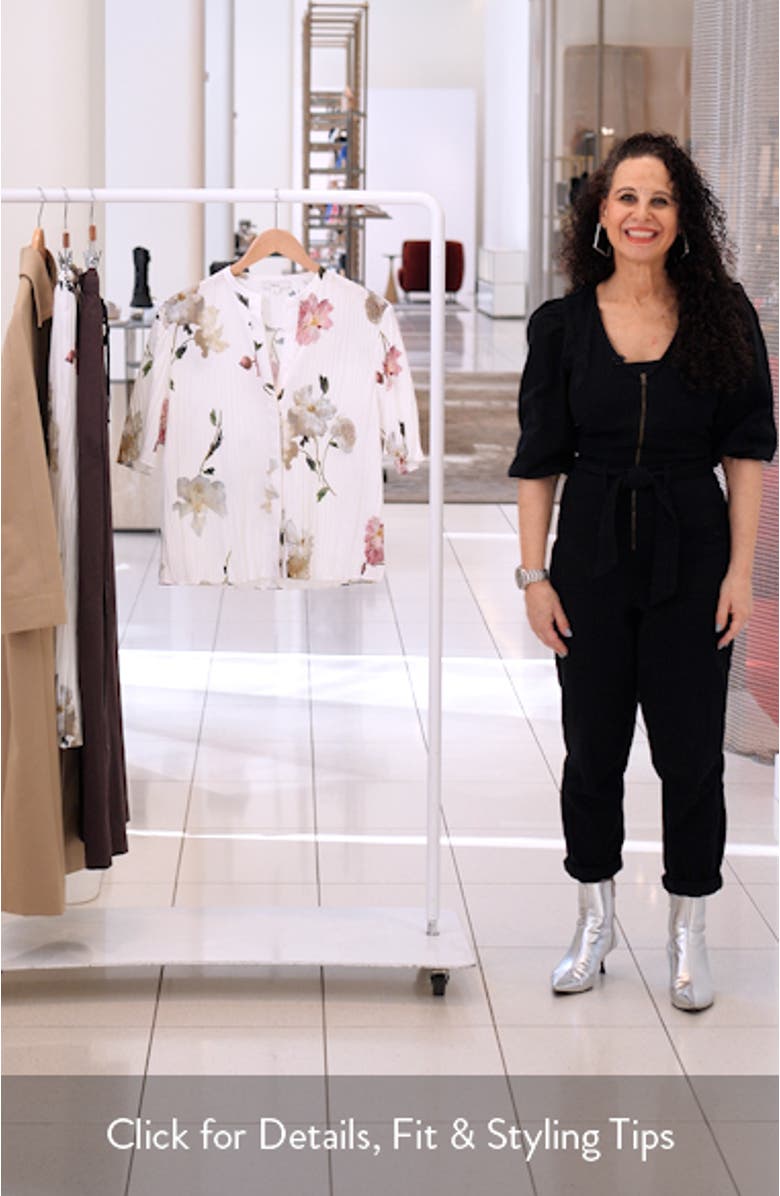 Wilted Peony Plissé Button-Up Shirt, sales video thumbnail