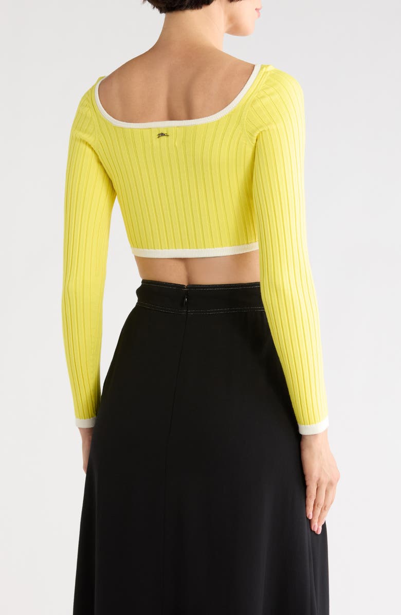 Longchamp Cropped Cardigan, Alternate, color, Lemon