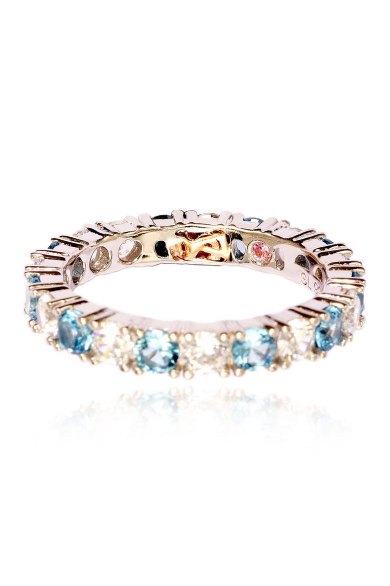 Sterling Silver CZ Aqua Blue Alternating Eternity Band Ring, Alternate, color, BLUE