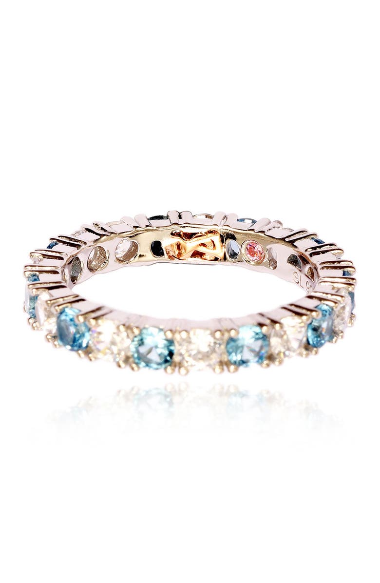 SUZY LEVIAN Sterling Silver CZ Aqua Blue Alternating Eternity Band Ring, Alternate, color, 