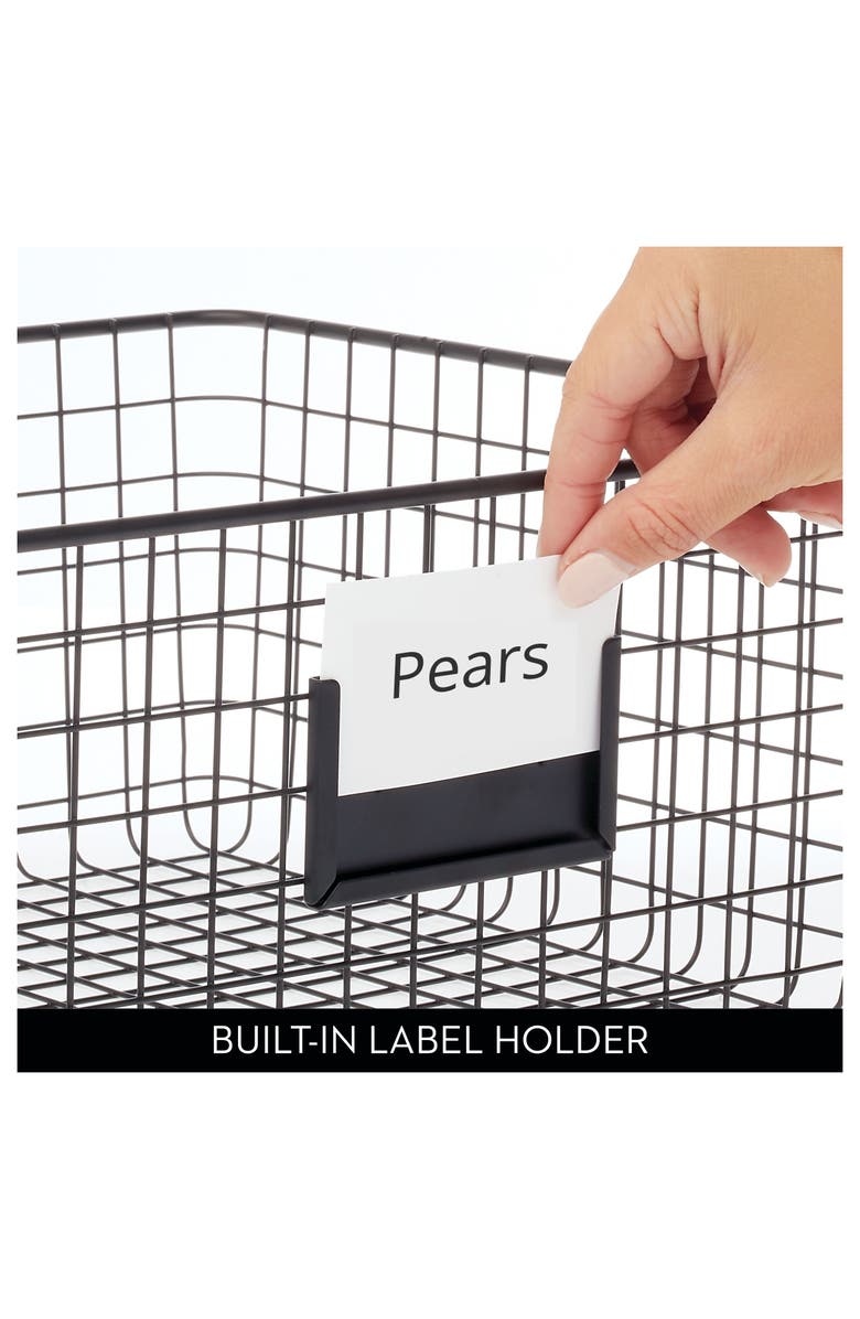 mDesign Metal Pantry Basket with Label Plate for Kitchen Organization - 2-Pack, Alternate, color, Matte Black