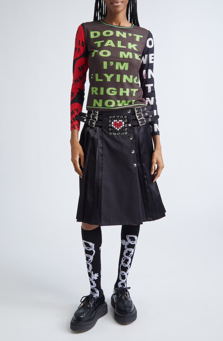 Chopova Lowena Don't Talk to Me Long Sleeve Mesh Top, Alternate, color, Black Multi