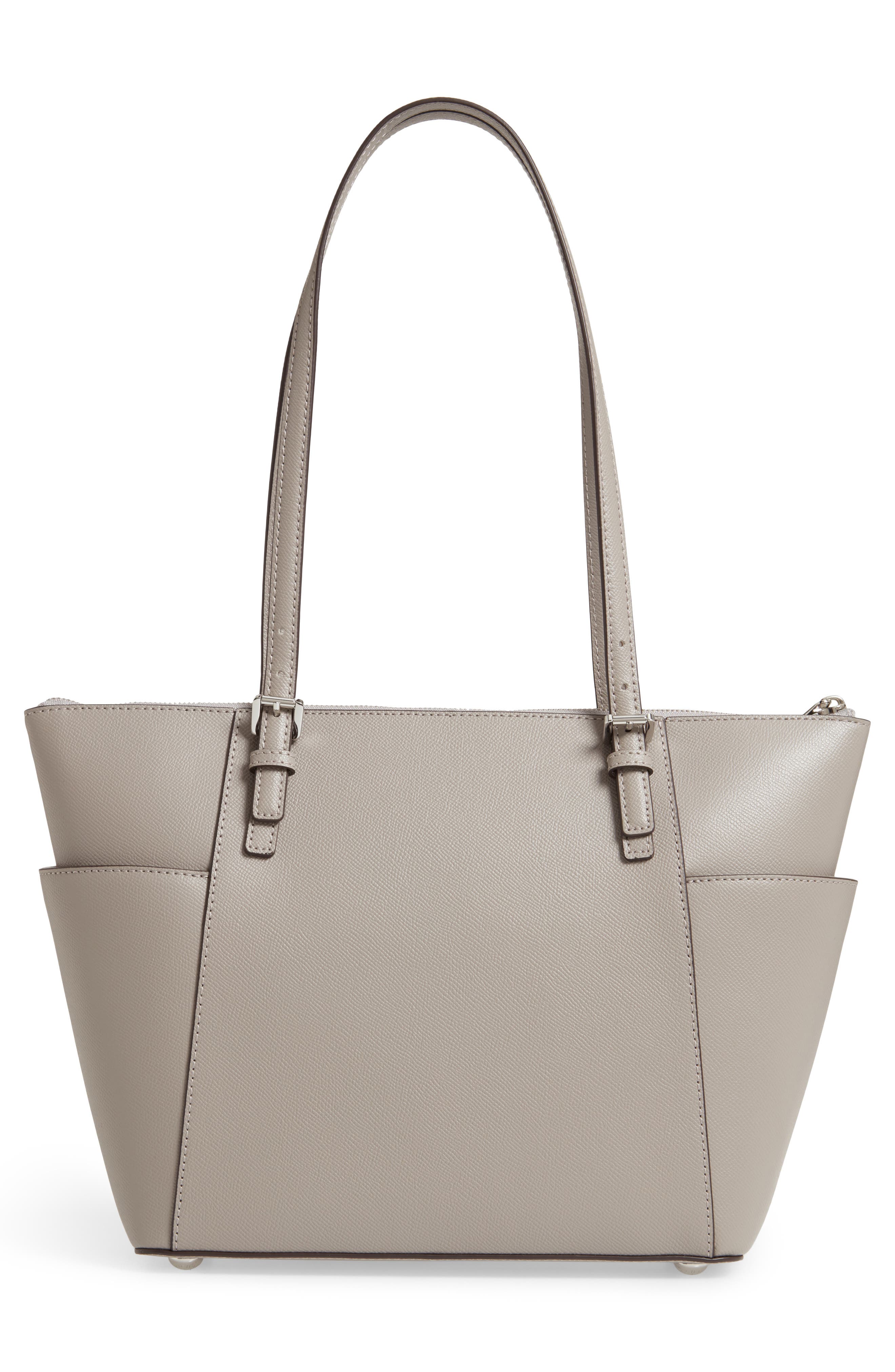 'Jet Set' Leather Tote, Alternate, color, PEARL GREY