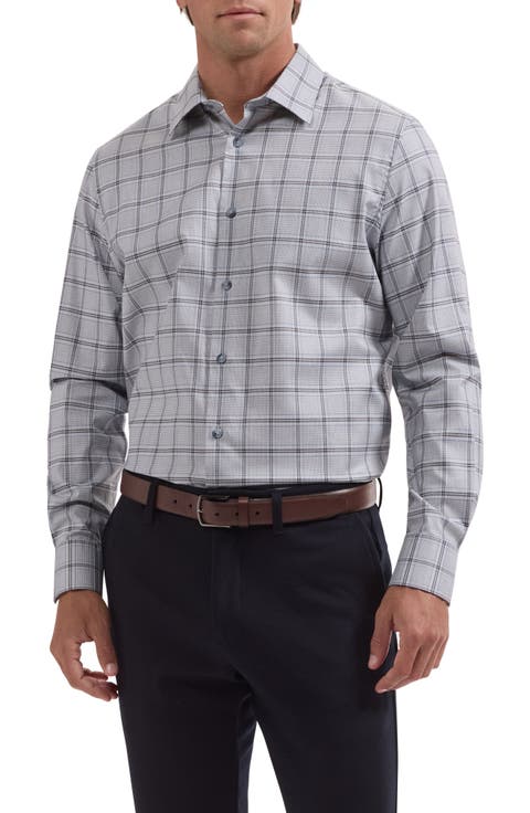 Julian Shaped Fit Plaid Stretch Button-Up Shirt