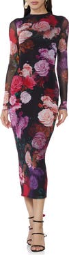AFRM Juniper Mock Neck Mesh Midi Dress