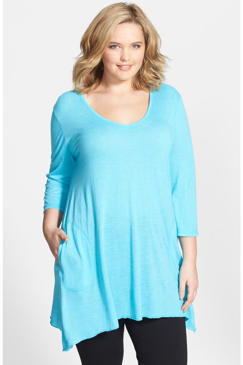 Slub Knit V-Neck Tunic, Main, color, CAPRI