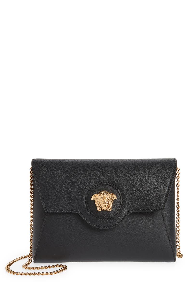 Versace La Medusa Leather Envelope Pouch, Main, color, 