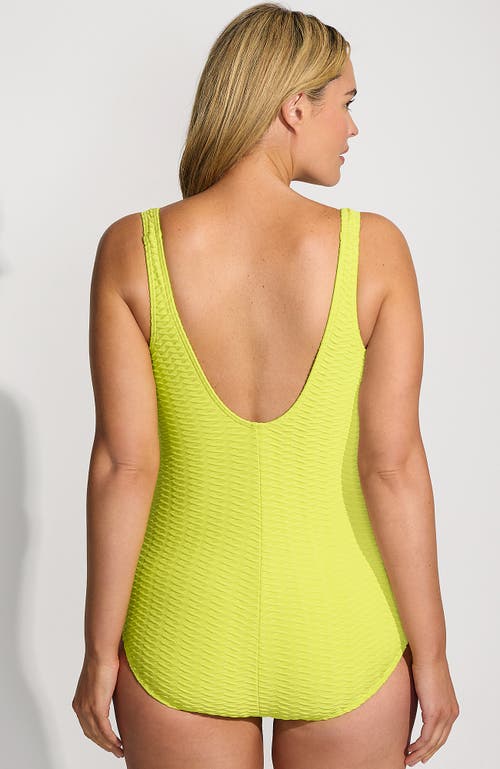 Lands' End Tugless Low Leg One Piece Swimsuit In Yellow