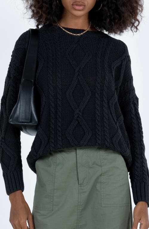 Princess Polly Anaya Oversize Cable Stitch Sweater In Black