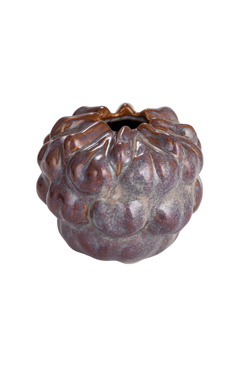 Storied Home Stoneware Formed Decorative Vase with Reactive Glaze, Blue and Brown, Main, color, Blue