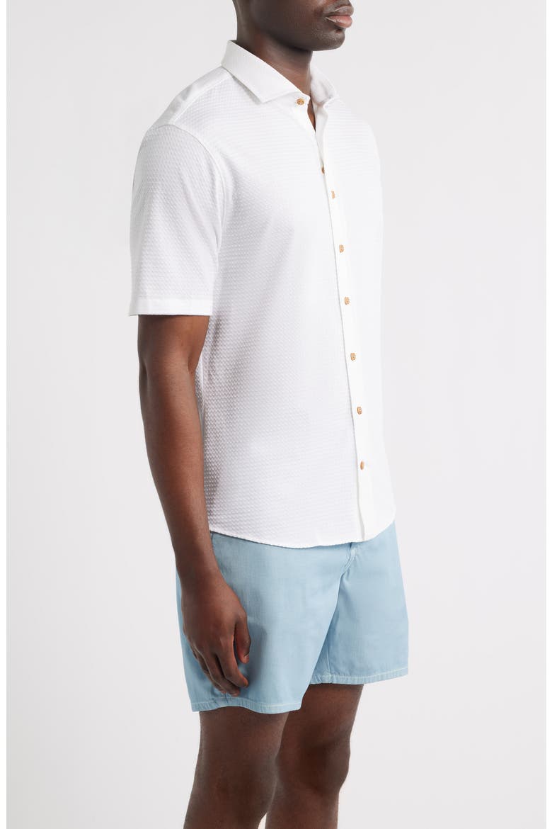 Surfsucker Knit Short Sleeve Button-Up Shirt, Alternate, color, WHITE