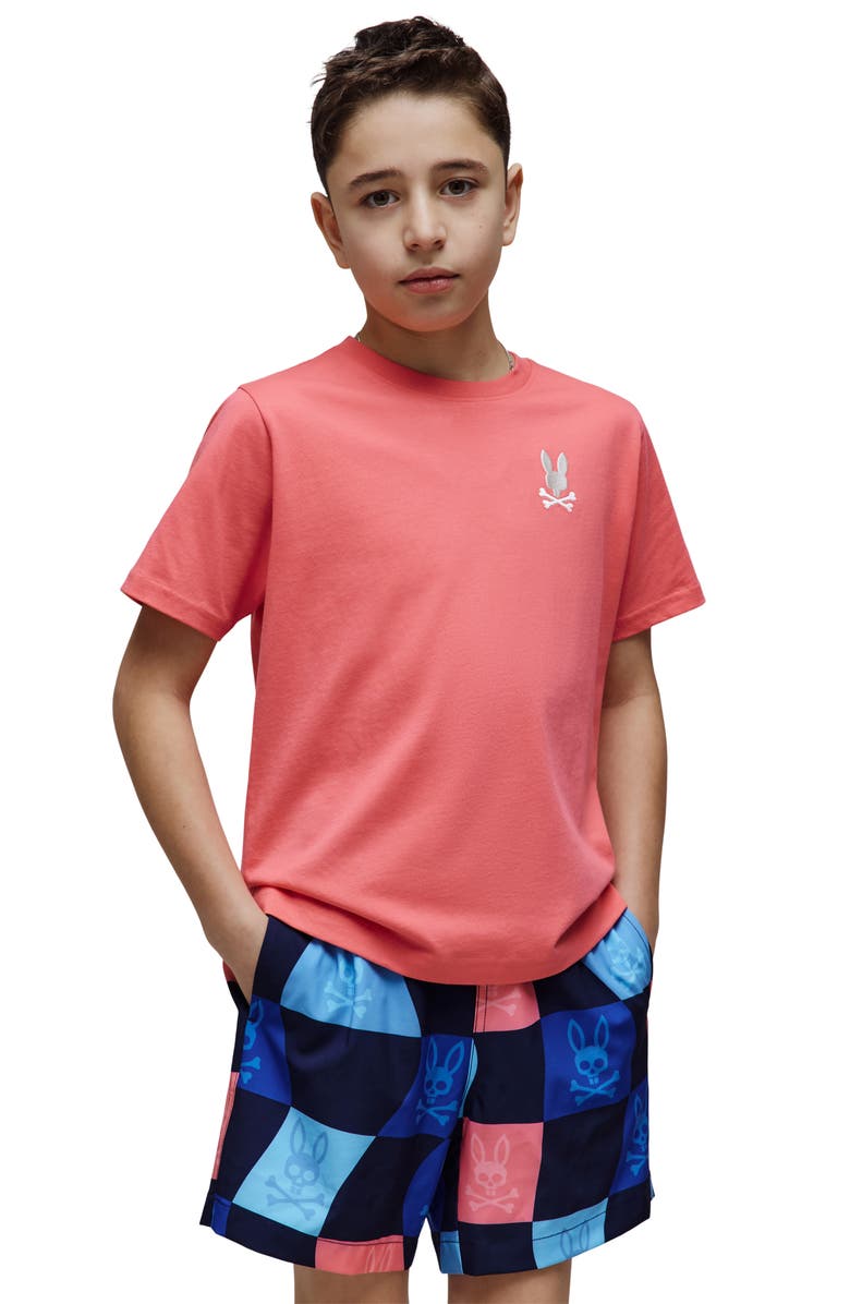 Psycho Bunny Kids' Aiden Pima Cotton Back Graphic T-Shirt, Alternate, color, Sunkissed Coral