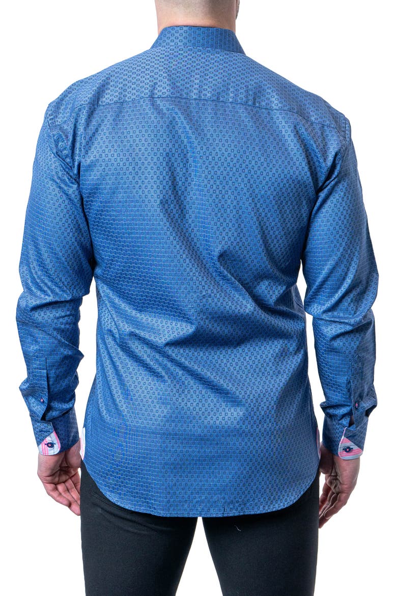 Einstein Goal Blue Contemporary Fit Button-Up Shirt, Alternate, color, BLUE