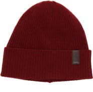 Portolano Cashmere beanie with leather tab